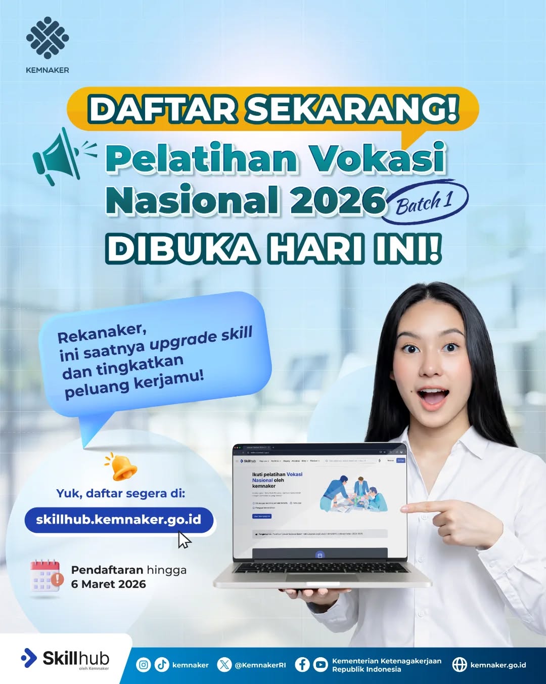Pendaftaran Pelatihan Vokasi Nasional Batch 1 Tahun 2026 Telah Dibuka