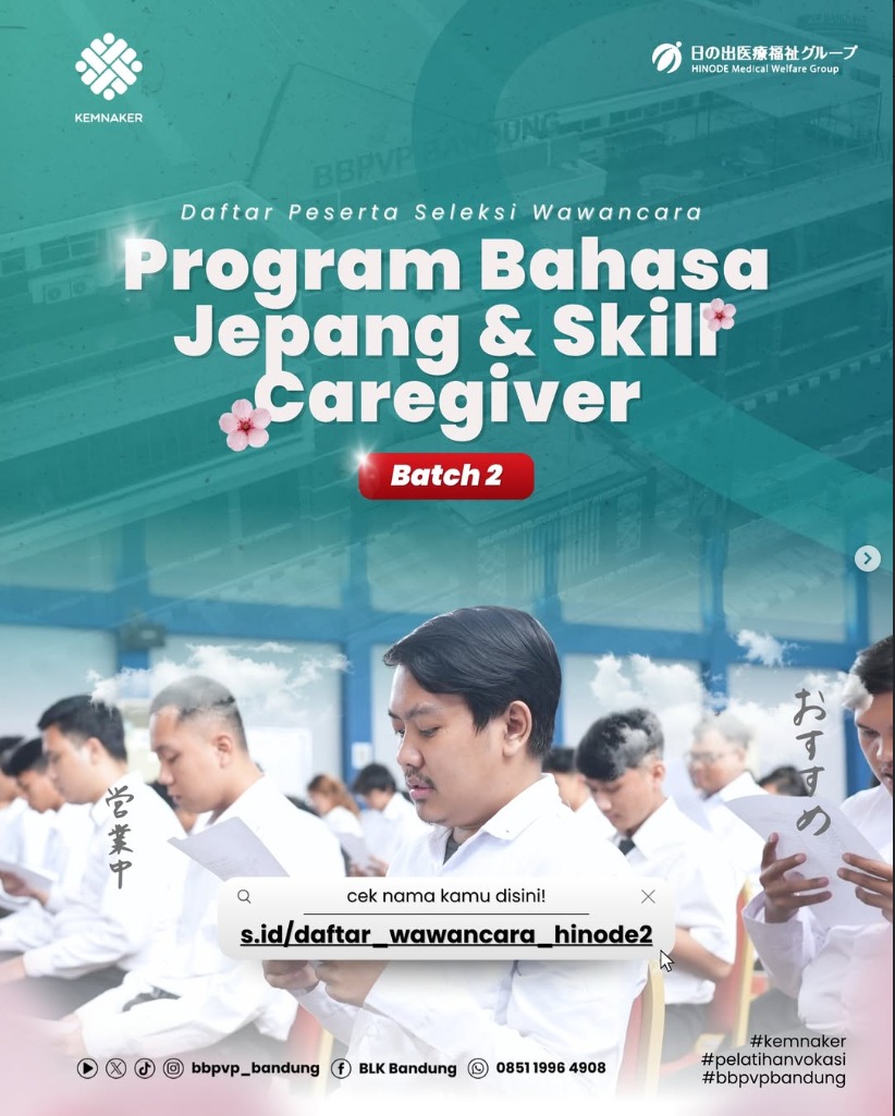 Daftar Peserta dan Jadwal Seleksi Wawancara Program Bahasa Jepang & Skill Caregiver Batch 2
