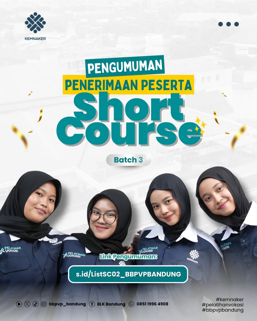 Daftar Peserta Lolos Seleksi Short Course BBPVP Bandung Batch 3 Tahun 2026