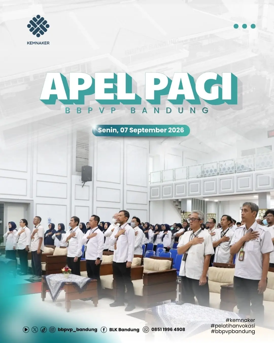 Apel Pagi BBPVP Bandung : Kemnaker Tekankan Integritas, Akuntabilitas, dan Kinerja Berkualitas