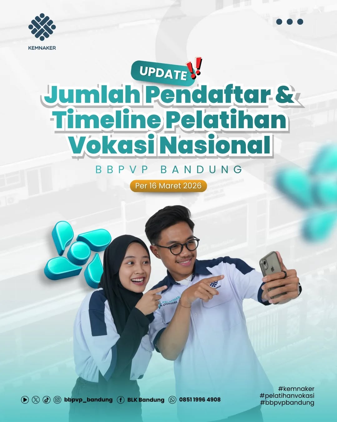 Update Jumlah Pendaftar Pelatihan Vokasi Nasional BBPVP Bandung Per 16 Maret 2026