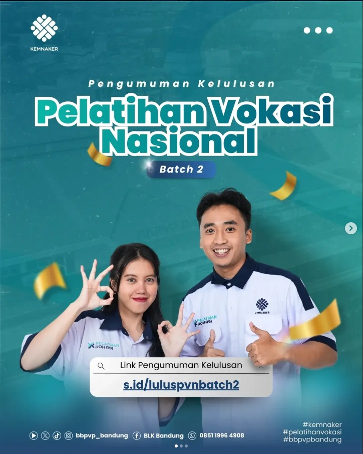 Kelulusan Seleksi Pelatihan Vokasi Nasional – Batch 2